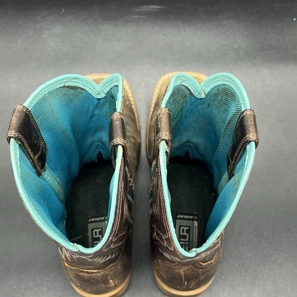Ariat Kids Brown and Blue Western Boots - Picture 5 of 7